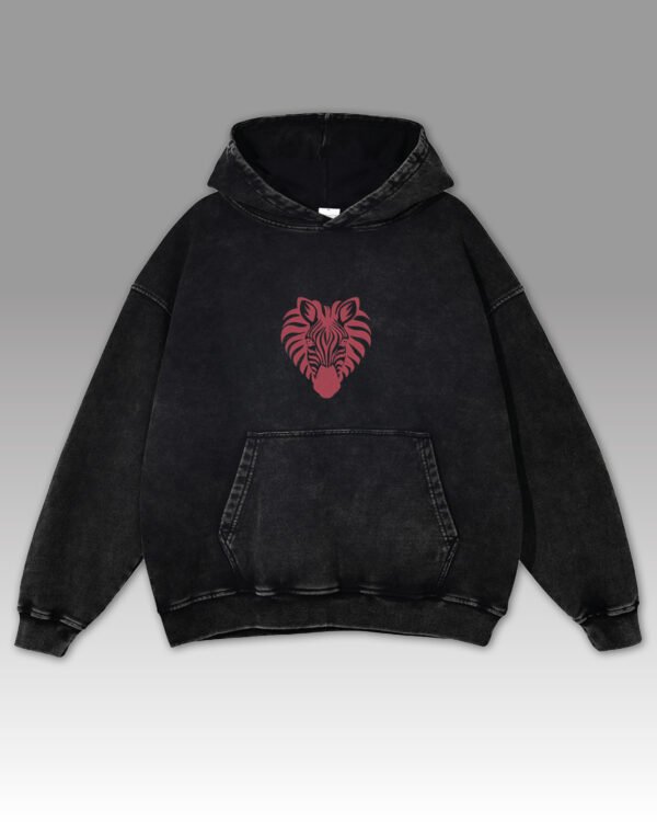 Bluza oversize z kapturem Haft Serce Zebry
